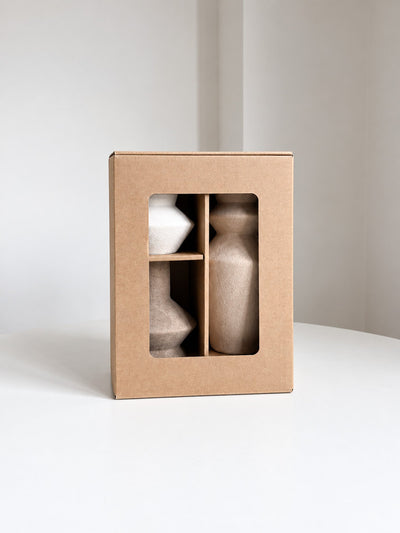 RUDIG » Set 3 Vasi Decorativi dai Toni Caldi della Terra e Tortora - Bloomoon