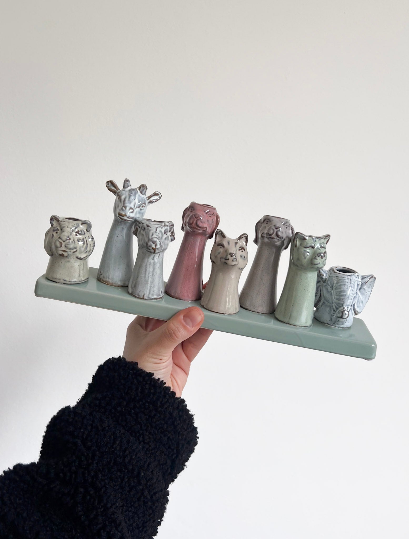 SAFARY » Composizione di mini vasi animali in ceramica su base - Bloomoon