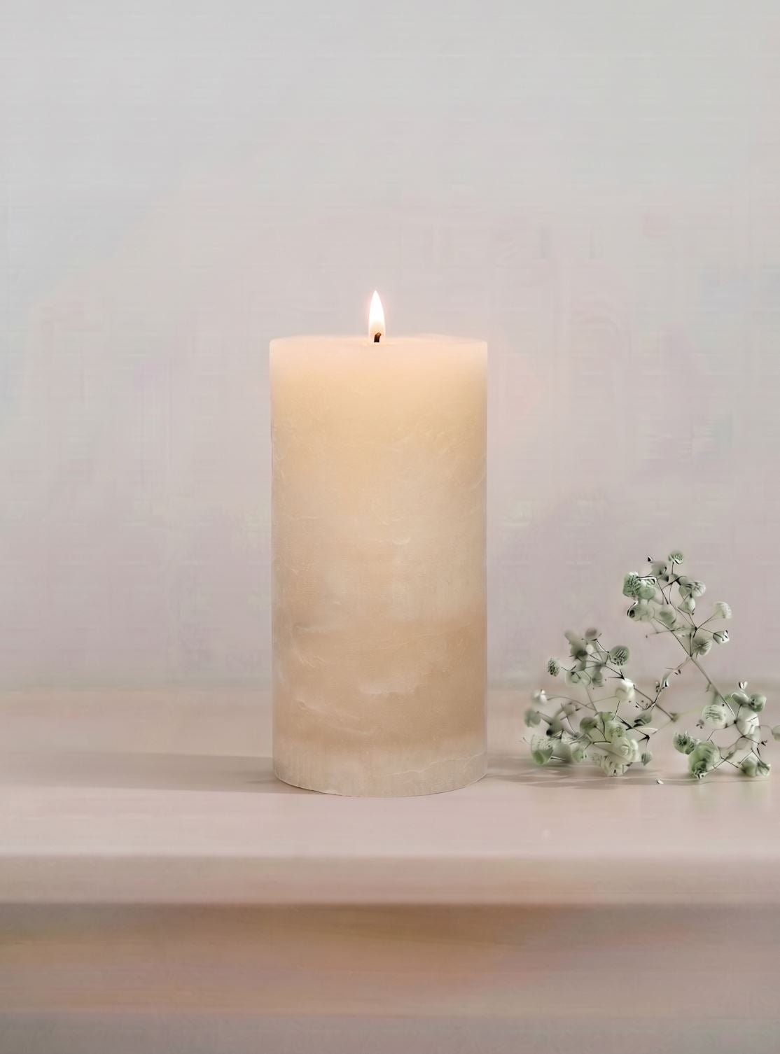 SOPHIE » Candela Cilindrica Rustica Avorio | Cera Grezza 19cm - Bloomoon