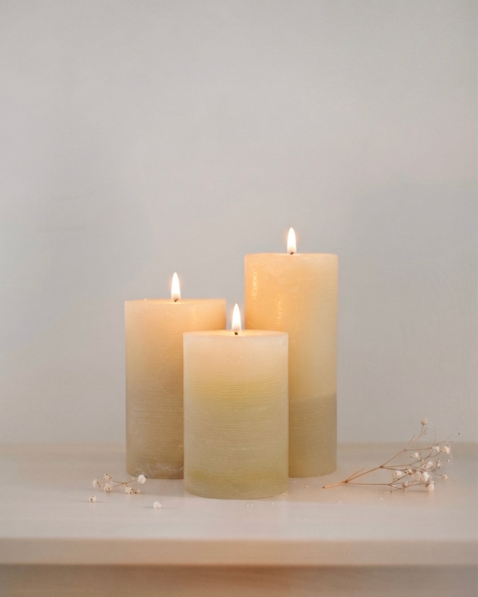 SOPHIE TRIS » Tris di Candele Rustiche in Cera Avorio - Bloomoon