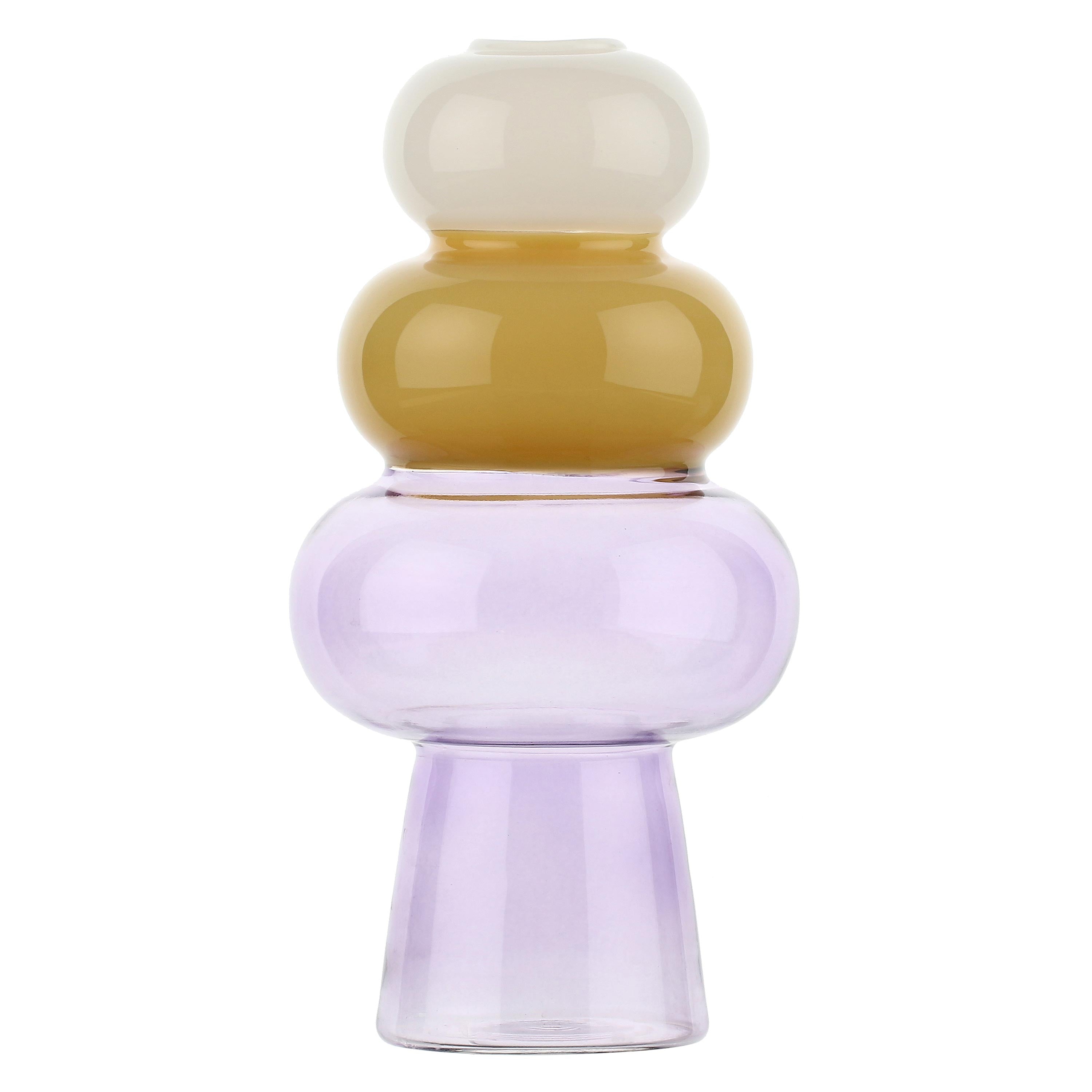 GRISELDA » Single flower glass vase white top - 22cm