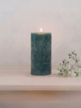 VELVET » Candela Cilindrica Rustica Verde | Cera Grezza 19cm - Bloomoon